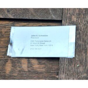 Vintage Business Card CBS Television Studio President John A. Schneider New York